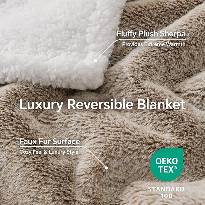BEDELITE Sherpa Twin Blanket for Couch – Ultra Soft & Cozy Plush Blanket for Sofa, Bed & Room Decor, Thick Fluffy Throw Gifts for Women, Men, Mom, Dad, 60x80 inch, Brown