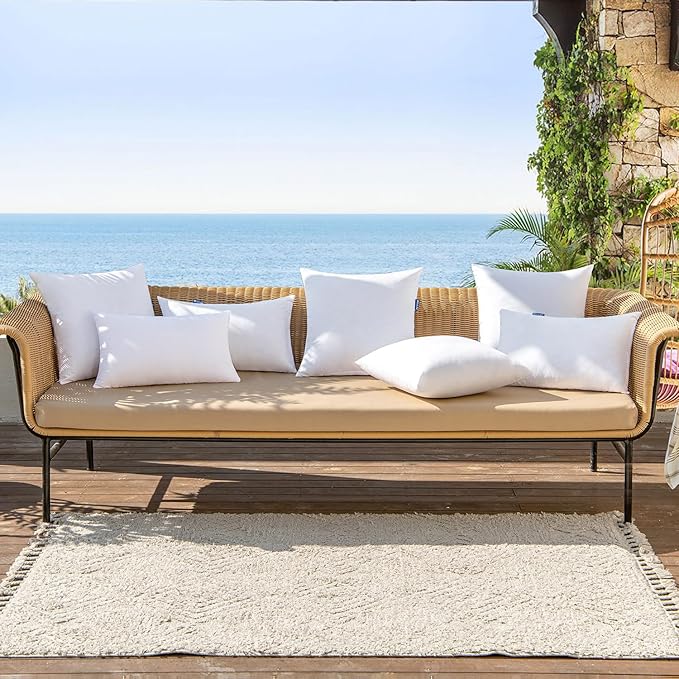 MIULEE Pack of 2 12x18 Outdoor Pillow Inserts, Outdoor Throw Pillows Water-Resistant Decorative Premium Lumbar Pillow Stuffer Sham for Porch Swing Couch Sofa Cushion Patio Furniture