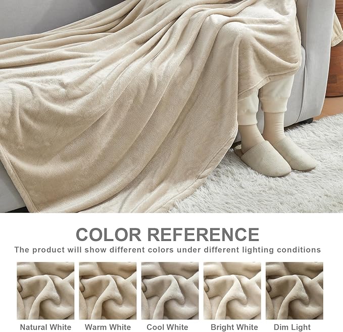 Hansleep Fleece King Size Blanket for Bed Taupe, Super Soft Flannel Fuzzy King Plush Cozy Blanket for All Seasons, Taupe, King 90x108 Inches
