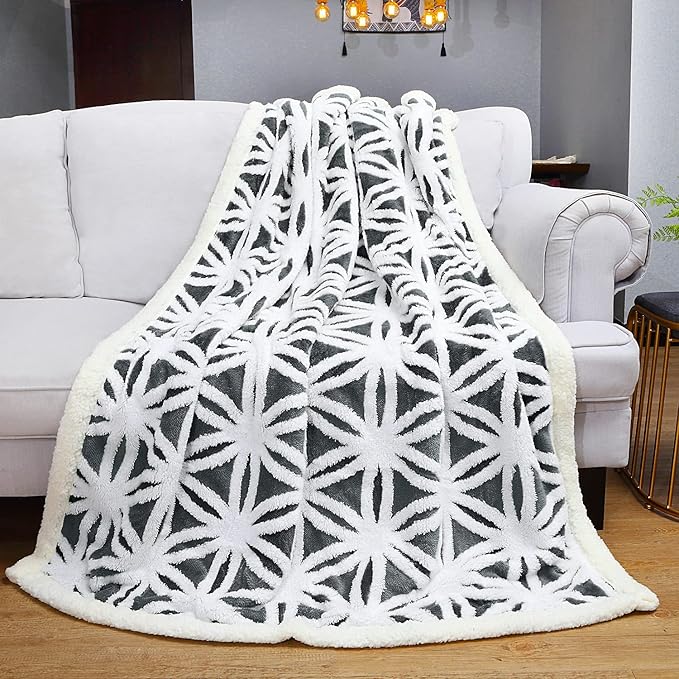 LOMAO Sherpa Fleece Blanket Easter Gifts for Mom Cozy Soft Throw Blanket for Women Men Dual Sided Couch Sofa Bed Blanket (Dark Grey, 60''x80'')
