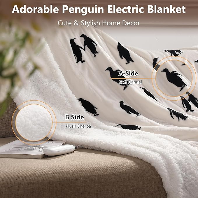 Heated Blanket Twin Electric Blanket 62"x84" Heating Blanket, Upgraded Ultra Comfortable Sherpa Twin Size Heated Blanket with 5 Heating Levels & 10 Hrs Auto-Off, Machine Washable, Ideal Gift