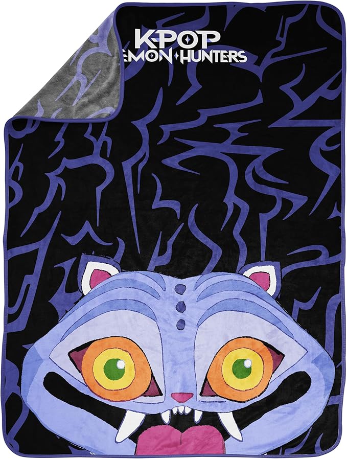Jay Franco Kids Plush Throw Blanket – Ultra Soft Cozy Plush Fleece for Bed, Couch, Sofa, Home Décor, Official Licensed Derpy, Black - Kpop Demon Hunters, 46x60 - Throw Blanket