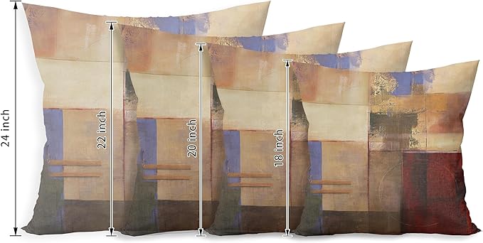SiuSue Vintage Geometric Decor Linen Throw Pillow Case, 20 x 20 Inch Set of 4, New Living Room Decor, Housewarming Gift, Modern Decor, Mid-Century Modern Style Cushion Cover for Sofa Couch Bed.