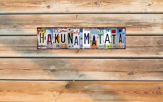Hakuna Matata Metal Sign 4x16in Retro Tropical Plaque for Bedroom Bathroom Positive Vibes Decor