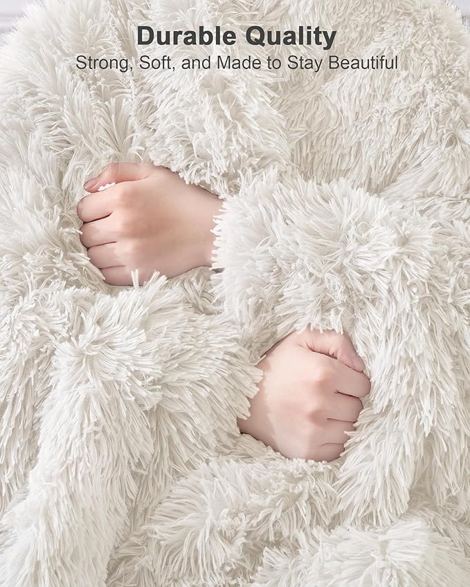 Super Soft Fluffy Faux Fur Sherpa Fleece Blankets Queen Size for Bed, Bedroom Decor Winter Big Blankets Thick Warm, Fuzzy Plush Heavy Bedding Cozy Gifts for Women Men Mom Dad, 90" x 90"