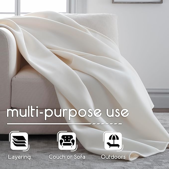 Vellux 1B07039 Original Insulating Core Hotel Style Solid blanket Machine Washable Soft Cozy Warm Pet Friendly Bed Sofa Blankets, King, Ivory