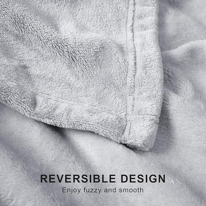 Hansleep Fleece Light Grey Throw XL Blanket, Super Soft Flannel Fuzzy Plush Cozy Blanket for All Seasons, Light Grey, Throw XL 50x70 Inches