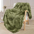 Exclusivo Mezcla Fleece Throw Blanket for Couch, Extra Large Fuzzy Tie-dye Olive Green Bed Blankets, Soft Cozy Plush Sofa Throws for All Seasons, 50x70 Inches