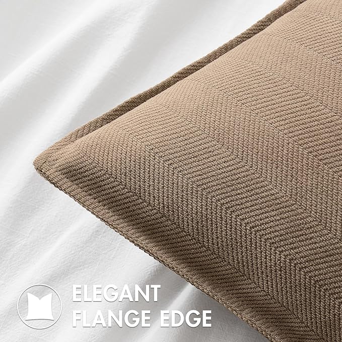 MIULEE Pack of 2 Coco Brown Decorative Pillow Covers 18x18 Inch Soft Chenille Luxurious Couch Throw Pillows Farmhouse Cushion Covers with Elegant Design for Sofa Bedroom Living Room Home Decor
