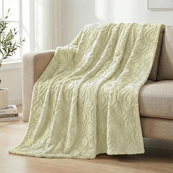 Horaldaily Solid Blanket Throw, Beige Accent Farmhouse Neutral Square Euro Soft Fuzzy Plush Faux Fur Cozy Blankets for Couch Sofa Bed Lounging, Ideal Gifts for Kids Adults Wife Self, 50x60
