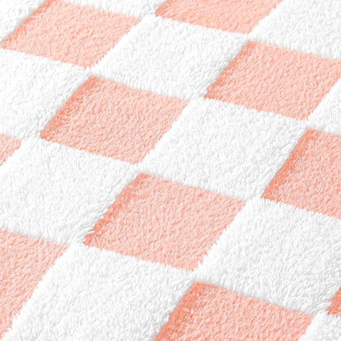 Exclusivo Mezcla Checkered Throw Blanket, Super Soft and Warm Fluffy Fleece Blanket for Couch, Sofa, Bed, Cute Plaid Pattern, Pink, 50" x 60"