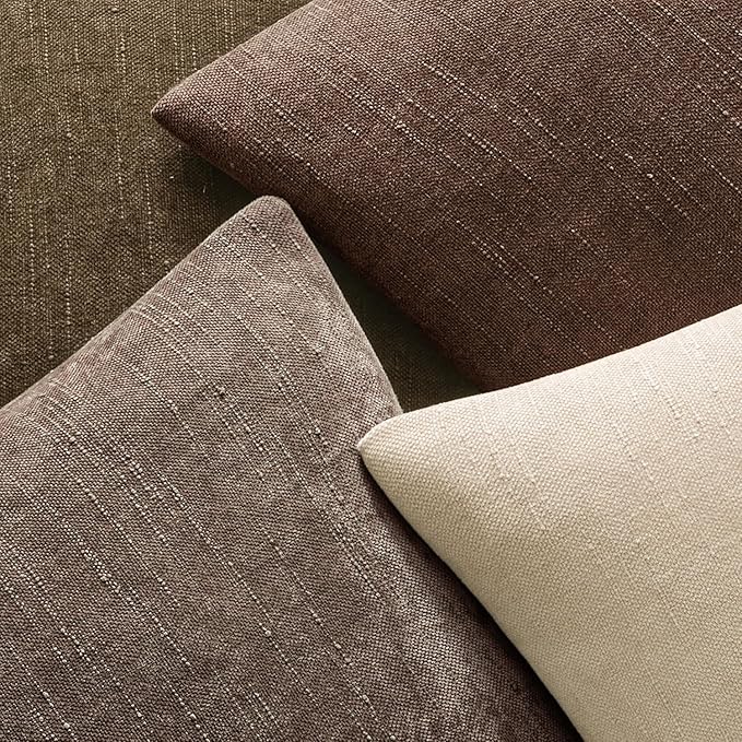 MIULEE Pack of 2 Decorative Throw Pillow Covers Soft Chenille Euro Sham Throw Pillows Solid Textured Cushion Covers for Bed Couch Sofa Bedroom Living Room 26x26 Inch, Chocolate Brown