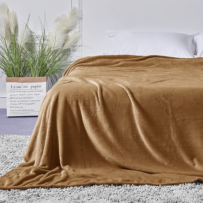StangH Camel Fleece Baby Blankets Twin Size, Super Soft Breathable Fuzzy Microfiber Throw Blanket for Couch Bed, Lightweight Warm Cozy Blanket All Seasons, (Twin Size 60 x 80, Camel)