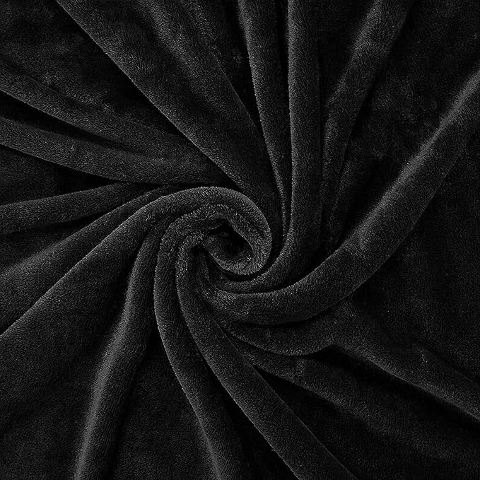 Polar Fleece Throw Blanket for Couch, Twin Bed, Chair, Kids, Adults, Pets 50x60 Soft Cozy Reversible Throw Blanket (Midnight Black)