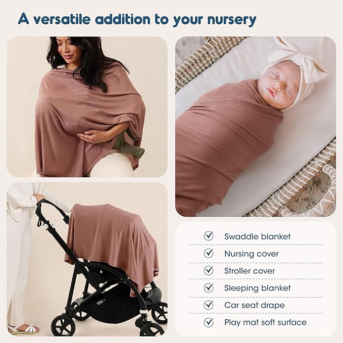 GRSSDER 2 Pack Newborn Swaddle Blanket, Ultra Soft Stretchy Jersey Knit Extra Large Size 33 x 44 Receiving Blankets for Easy Swaddling Baby Snug and Cozy