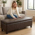 50.25" PU Leather Storage Ottoman Bench for Bedroom Bed End,Tufted Faux Leather Ottomans with Storage for Living Room,Bedside,Entryway,Modern Window Benches with Seating