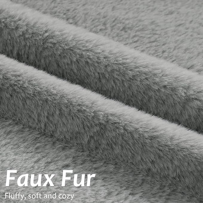 Pallene Faux Fur Plush Throw Pillow Covers 20x20 Set of 2, Soft Fluffy Couch Pillow Covers for Living Room, Grey