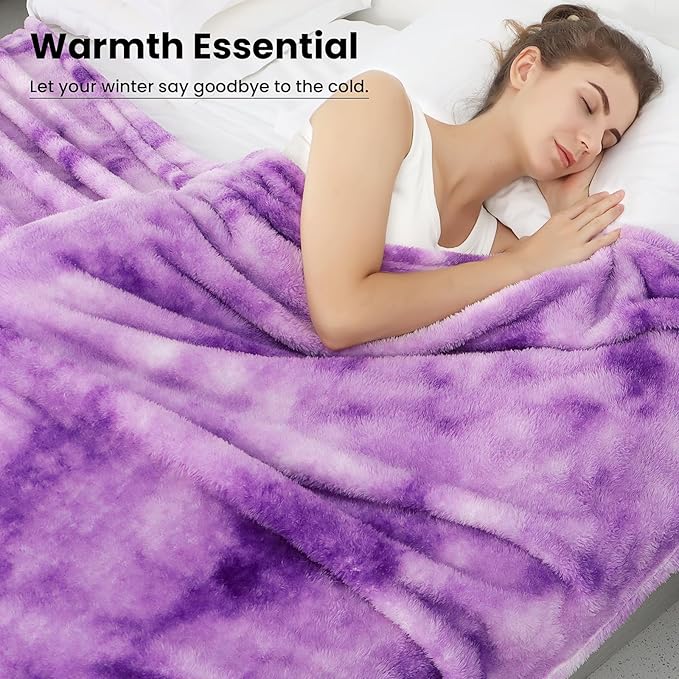 GentleSoft Purple Fleece Blanket, Plush Soft Cozy Microfiber Throw for Couch, Sofa, Bed, Lightweight Warm Comfort Cover, Elegant Home Room Decor, Birthday for Women Mom Sister Friend