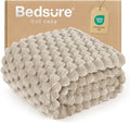 Bedsure Twin Blanket for Bed - 350GSM Fluffy Plush Bubble Blanket for College Dorm for Home Room Decor, GentleSoft Cute Fleece Soft Cozy Gifts for Women Girls, Beige, 60x80 Inches