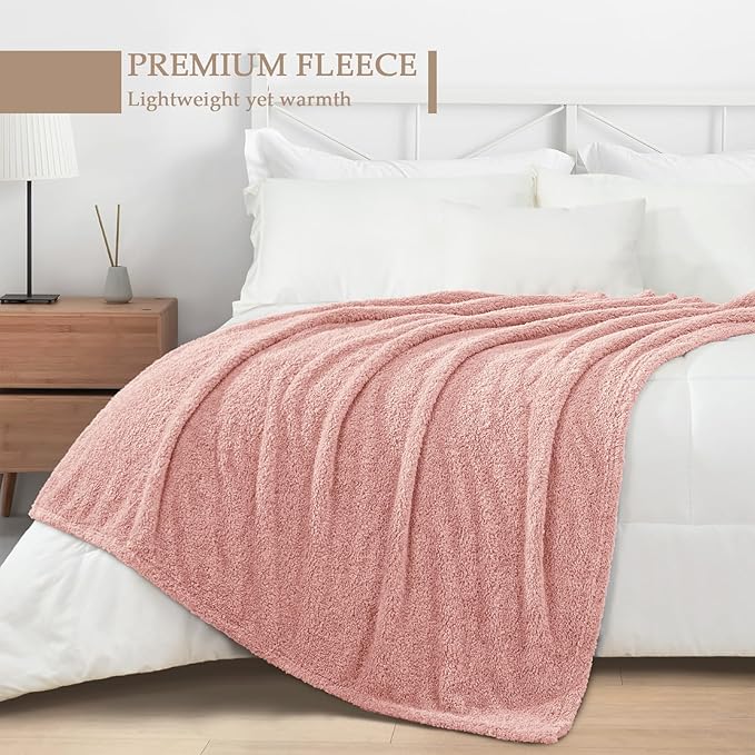 Exclusivo Mezcla Fleece Dusty Pink Throw Blanket for Couch Sofa, Ultra Soft, Lightweight and Fluffy Blankets for Women, All Season, 50x60 Inches