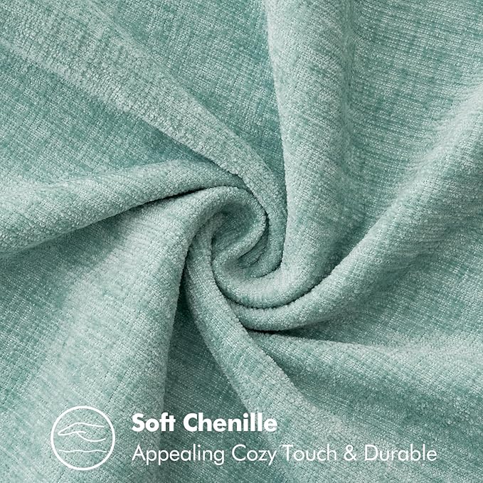MIULEE Pack of 2 Summer Throw Pillow Covers 20x20 Inch Coastal Aqua Blue Farmhouse Decorative Pillow Covers Stitched Edge Soft Chenille Solid Dyed Spring Pillow Covers for Couch Sofa Bed Living Room