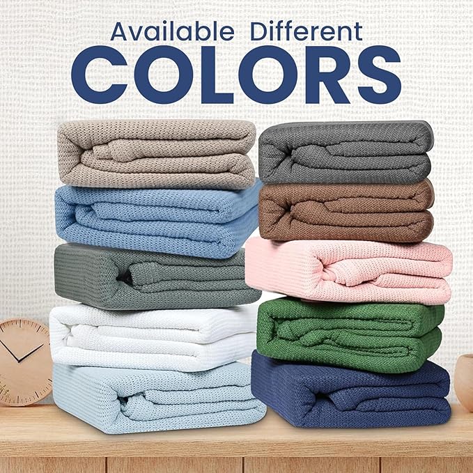 Linteum Textile Supply Leno Weave Ice Grey Blanket, Twin 100% Cotton, Lightweight, Warm, Fluffy, Premium and Durable Soft & Cozy Bed Blanket for Home, Couch, Sofa & Dorm, All Season Throw [66x90]