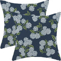 AEIOAE Spring Pillow Covers 18x18 Inch Set of 2, Navy Blue Green Hydrangea Flower Throw Pillows Case,Floral Summer Outdoor Seasonal Decorative Farmhouse Decor Cushion Covers for Home Sofa Bed Couch