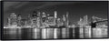Wieco Art Framed Wall Art New York Manhattan Night View Black and White Wall Decor Canvas Prints Modern Canvas PrintsCityscape Pictures Paintings on Canvas for Bedroom and Living Room