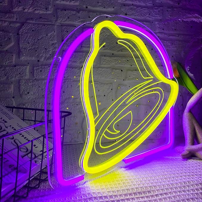 Taco Neon Signs for Wall Decor,Dimmable Bell Neon Light for Mexican Restaurant Decor,USB Powered for Kitchen Coffee Bar Coffee Shop Business Birthday Christmas Gifts(13.3 * 11.4in)