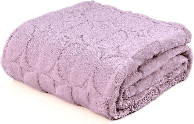 3D Circle Pattern 300 GSM Lavender Travel Blanket - Super Soft Throw Blankets for Women,Spring Decor, 60x80 Inches
