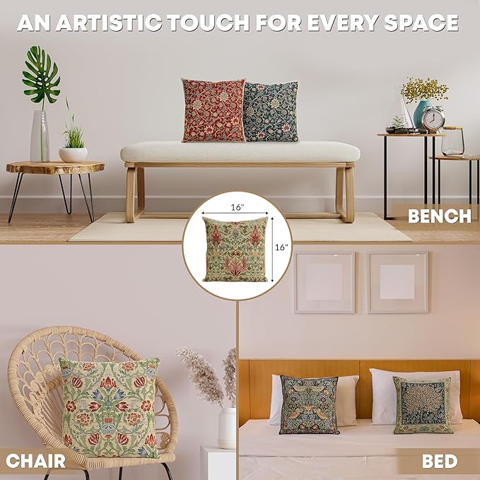 Charlotte Home Furnishings Throw Pillow Covers 16x16 in Yellow Snakeshead Decorative Couch Pillow Cover Boho European Tapestry Cushion Cases Living Room Cozy Home Decor Jacquard Woven Soft Cotton