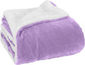 Elegant Comfort Luxury Ultra-Plush Velvet Touch Fleece Throw Soft, Warm, Cozy| Micromink Sherpa-Backing Reversible Blanket for Bed, Sofa and Couch, Solid Lilac