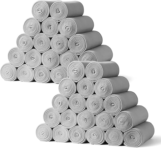 40PCS Gray Blankets Bulk 50 X 60, Soft Lightweight Throw Blanket Kit Cozy Blankets Bulk for Bed Sofa Couch Warm Pet Fleece Blanket Set for Wedding Homeless Home Office Travel Gift for Seasons