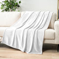 PAVILIA White Fleece Throw Blanket for Couch Twin Size, Super Soft Fuzzy Flannel Throw for Sofa, Luxury Plush Microfiber Blanket Twin Bed, Home Decorative Velvet Gift Blanket, 60x80