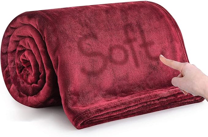 IR Imperial Rooms Fleece Blanket King Size – Soft 400 GSM Plush Microfiber King Size Blanket, Warm Lightweight King Blanket for The Bed, 108x90 Inches, Burgundy