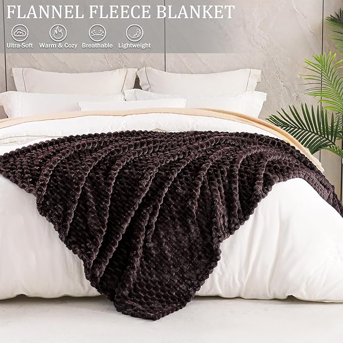 Exclusivo Mezcla Fleece Twin Blanket for Bed, Extra Large Fuzzy Coffee Bed Blankets, Soft Cozy Plush Sofa Throws for All Seasons, 60x80 Inches