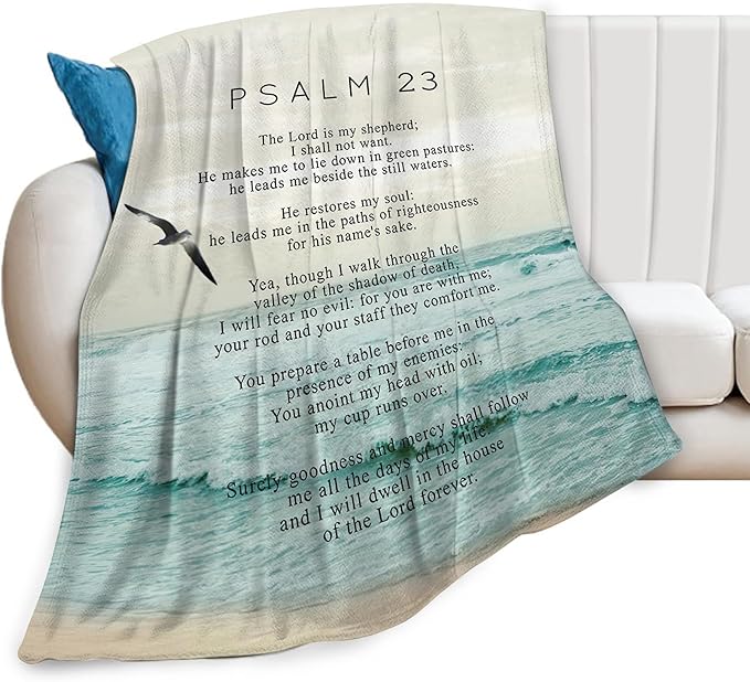 Christian Bible Psalm 23 Throw Blanket - Religious Verse Gifts and Decor for Girls, Women, Men, Kids, Adults - Soft Warm Cozy Fleece for Couch, Sofa, Bed 80"x60"
