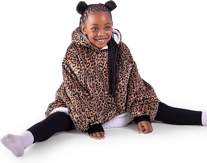 Bare Home Wearable Blanket Hoodie - Soft Plush Sherpa - Warm and Cozy - Oversized Wearable Blanket - Adult & Kid Sizes