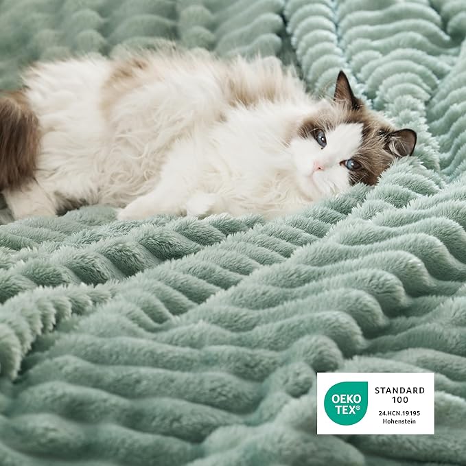 Bedsure Sherpa Blanket King Size for Bed - Super Soft, Cozy Fleece Thick Warm Blanket for Winter, GentleSoft Home Room Decor, Sage Green, 108x90 Inches
