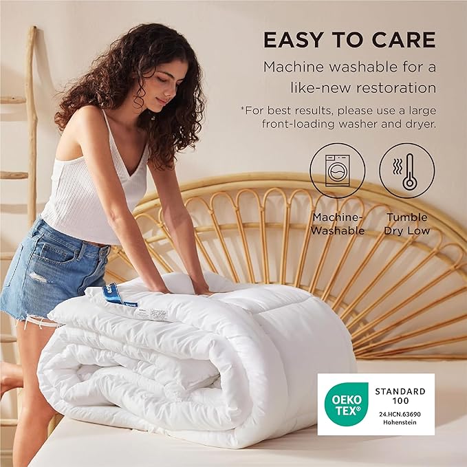 Bedsure Comforter Duvet Insert - Quilted Comforters Full Size, All Season Duvet, GentleSoft Down Alternative Bedding, with 8 Tabs, Gifts for Women/Men, White, Full 86 x 82 Inches