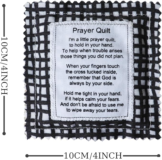 Mini Prayer Quilt with Cross Inside Vintage Pocket Scripture Prayer Quilt Squares Sympathy Christian Gifts for Women Pastor Appreciation Father's Day Graduates Gifts (6 Packs)