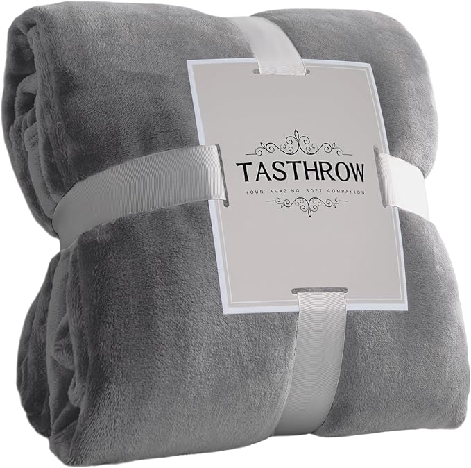 TASTHROW Lightgrey Throw Blanket 50x60 Inches, Soft Plush Cozy Fleece Flannel Throw Blanket, Lightweight Warm Throws for Bed, Couch, Bedroom and Living Room, All Seasons