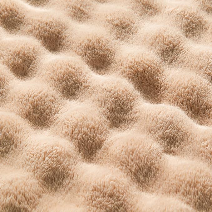 NEWCOSPLAY Twin Blanket for Couch Brown Super Soft Flannel Fleece 3D Bubble Lightweight Bed Blanket All Season Use (Brown, Twin(60"x80"))