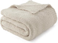 Bedsure Beige Knit Throw Blanket for Couch, Bedding Sofa - Super Soft, Cozy, Fuzzy, Fluffy Blanket Dupes, Gentlesoft, Breathable Warm Gift for Women, Winter Decor, 50x60 Inches