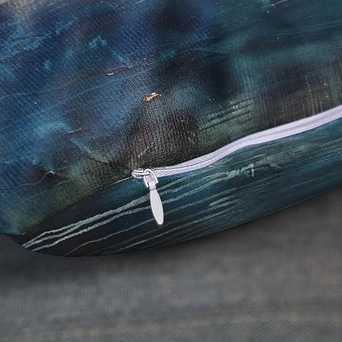 Britimes Throw Pillow Covers Modern Home Art Decor, 18 x 18 Inches Set of 2 Pillow Cases Decorative, Abstract Oil Painting Pillowcases for Bedroom, Living Room, Cushion Couch Sofa, Teal Black