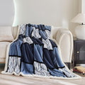 Sherpa Fleece Throw Blanket for Couch, Fluffy Plush Warm Fuzzy Blanket for Women and Men, Cozy Thick Soft Twin Blanket for Bed, Black-White, 60x80 Inches
