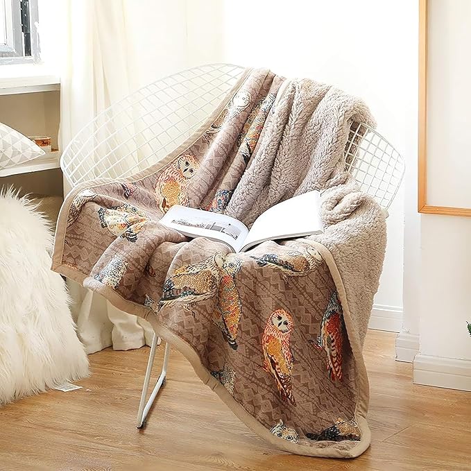 UKELER Owl Bed Blanket King Size 90'' x 108'', Soft Cozy Warm Fleece Throw Blanket for Bed/Couch/Sofa/Camping for Special Occasions