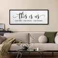 TQianJiang Simple Family Quote This Is Us Wall Decor 40"×15" Our Life Our Story Our Home Sign for Living Room Wall Art Entryway Farmhouse Large Rustic Wooden Framed House Plaque Hanging (Black)