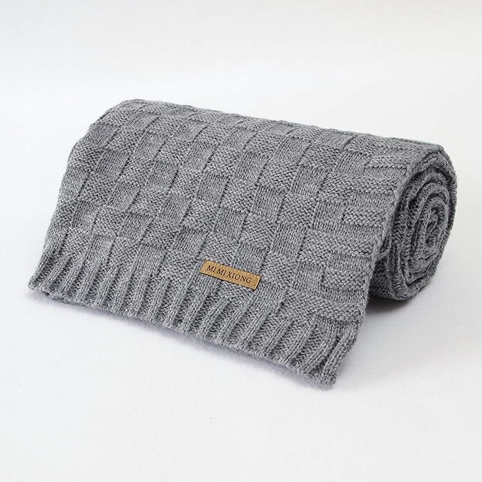 LAWKUL Baby Blankets for Boys Cable Knitted Baby Blanket Girl Airy Soft Newborn Receiving Swaddle Stroller Crib Grey 40"x30"