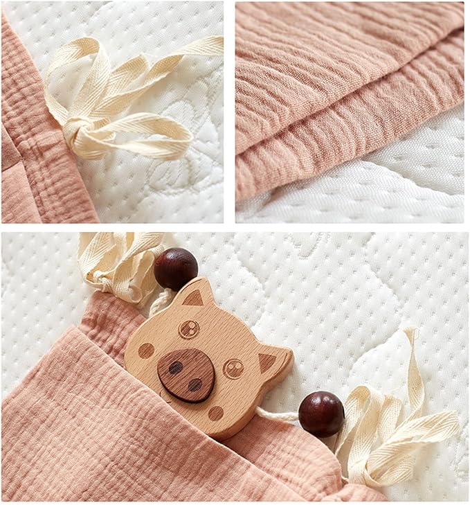 Diaper Caddy, Pure Cotton Cloth Baby Bedside Hanging Storage Bag Diaper Stacker Crib Organizer Hanging for Crib 2 Pockets Adjustable Strap Organizer for Baby Cribs and Toys